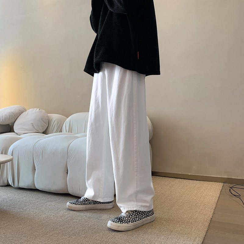 Jeans men's thin casual trousers American oldschool wide leg floor mopping pants