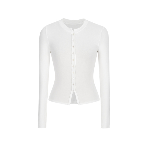 American hot girl slim knitted cardigan long-sleeved women's 2024 early autumn inner top and bottoming shirt