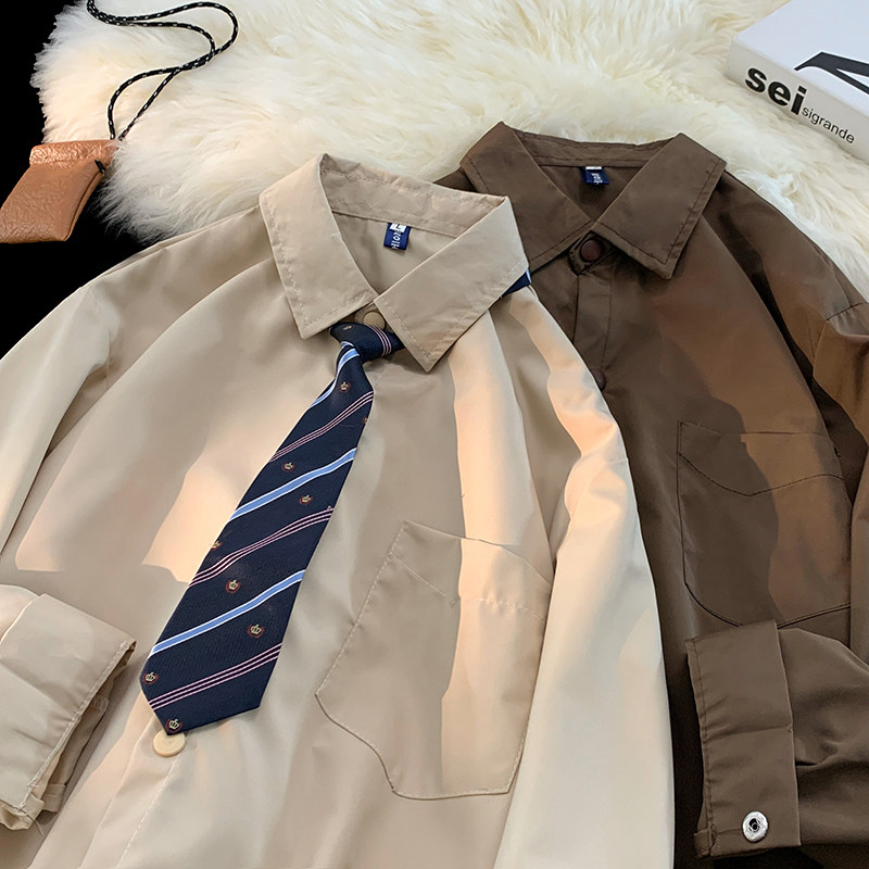 Spring and autumn Japanese shirts for men, long-sleeved couples work shirts, uniforms, American casual jackets, tops