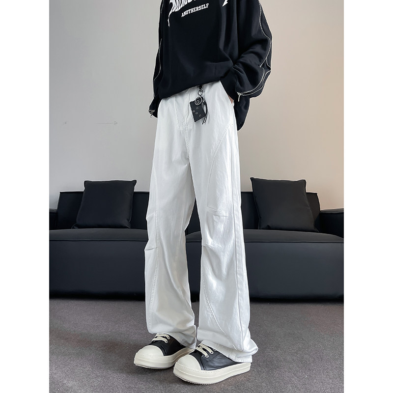 Autumn washed draped pleated design casual and versatile trousers