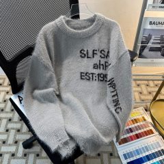 American style crew neck sweater for men, lazy style casual sweater