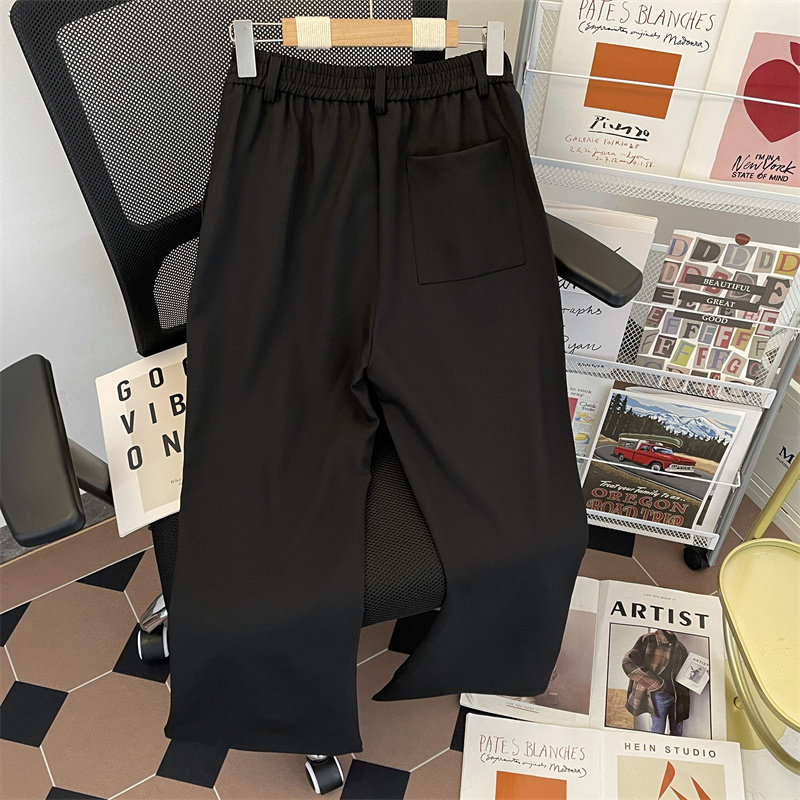 New Hong Kong style Japanese style retro high quality hemmed straight casual pants for men