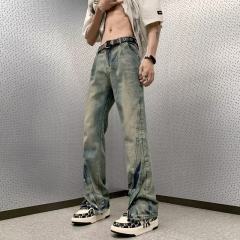Hong Kong trendy men's summer new jeans hip-hop ins trend high street trend handsome trousers