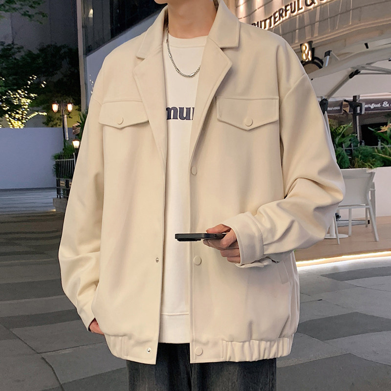 Autumn new style Hong Kong style outdoor large size woolen material handsome jacket