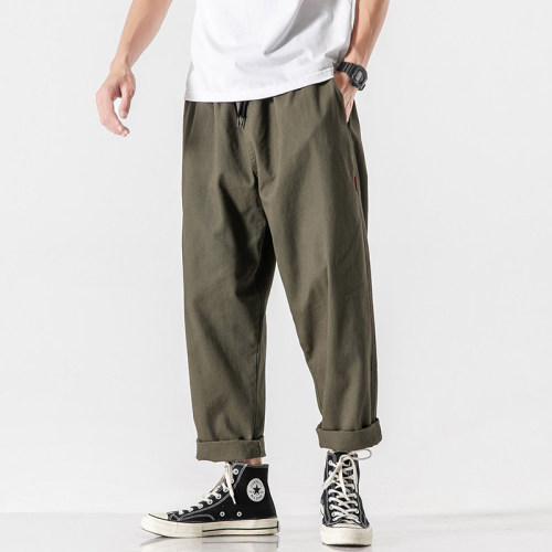 Autumn New Style Japanese Shadowless Wall Large Size Straight Casual Nine-Point Pants