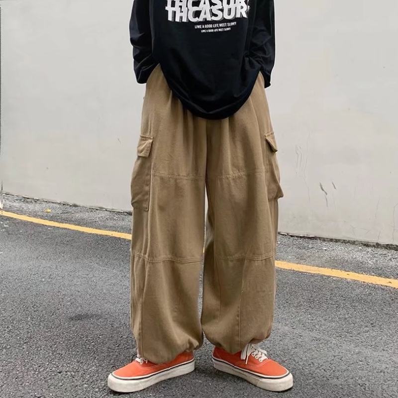 Casual pants for men, autumn loose wide-leg pants, overalls, Korean style trendy leggings trousers