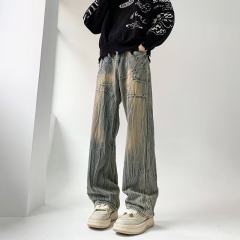 American lightning crack vibe style jeans for men, trendy brand, handsome design, straight pants for men