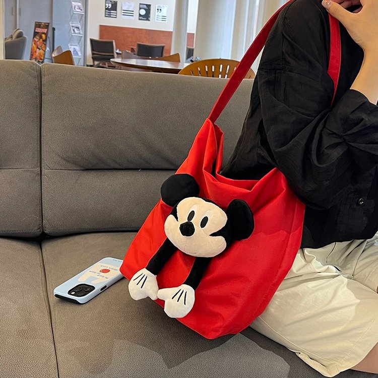 Cross-border foreign trade new portable canvas bag shoulder bag tote bag niche high-end commuter bag doll Mickey Mouse bag