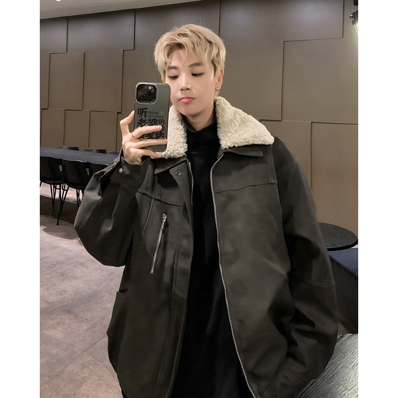 Lapel loose cotton coat men's winter warm jacket thickened coat