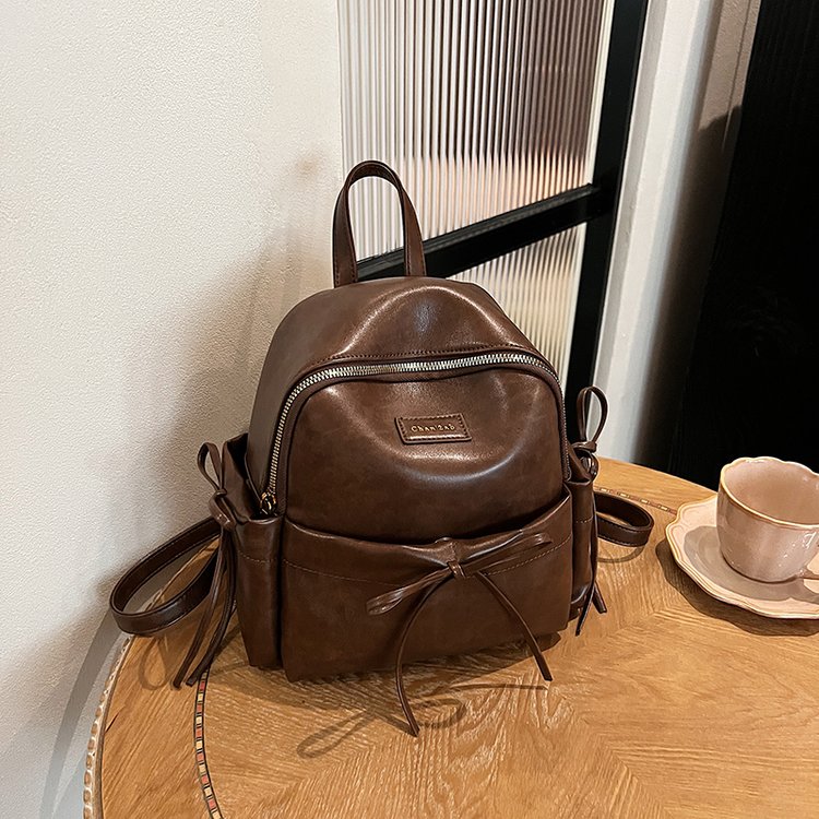 Retro Backpack Women's 2024 New Autumn and Winter Versatile Student Portable School Bag Korean Version Small Lightweight Travel Backpack