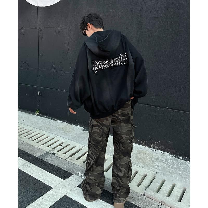 Long-sleeved youth trendy autumn and winter literary loose-fitting American retro mud-dyed distressed sweatshirt