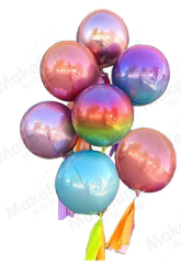 Wholesale 22-inch gradient rainbow color 4D perfect round ball INS birthday party wedding decoration hardcover aluminum film balloon