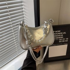 2024 New Korean Style Women’s Crossbody Bag Niche Design Underarm Bag Commuting Crossbody Shoulder Bag Women’s Silver Bag