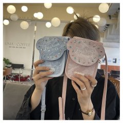 Sweet little fresh colored diamond ladies shoulder bag cartoon cute bear small square bag 2024 new foreign trade crossbody bag