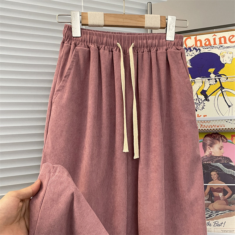 Men's stretch corduroy casual pants straight leg loose trousers
