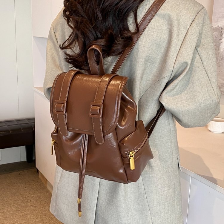 Retro large-capacity women's backpack 2024 new trendy and versatile backpack high-end student travel bag