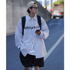 High quality striped loose long sleeve shirt trendy