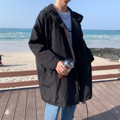 Men's trench coat Korean style trendy mid-length large size loose coat men's clothing