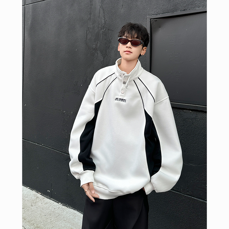 American high street sweatshirt for men Korean style trendy and handsome color matching versatile winter ins jacket