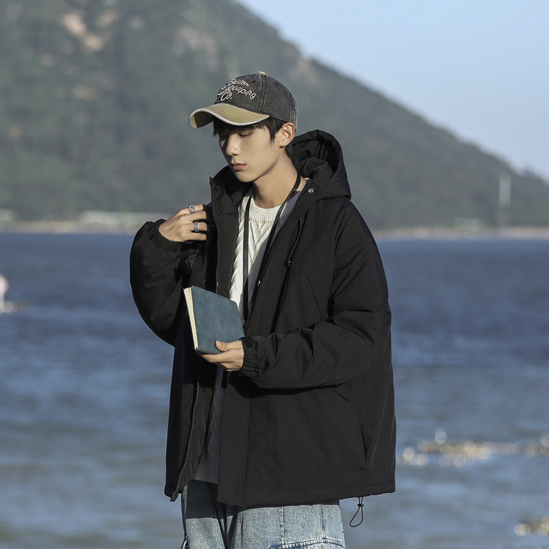 Winter new warm hooded cotton coat, casual and trendy youth versatile cotton coat