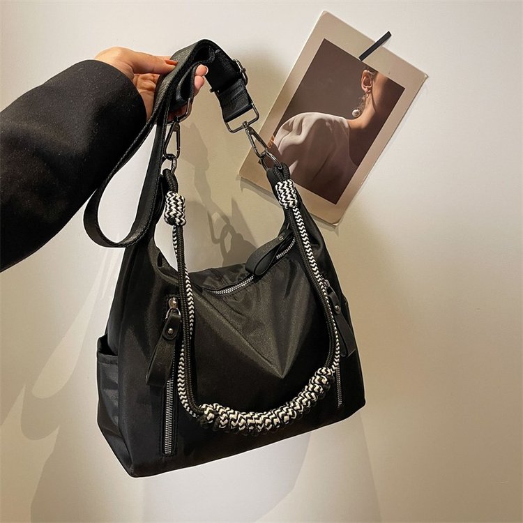 New nylon cloth waterproof canvas tote bag college student versatile crossbody bag literary large capacity shoulder bag trendy