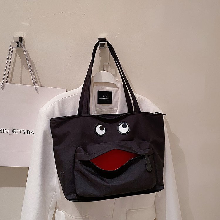 New style cute tote bag with big eyes, funny Pac-Man shopping bag, casual mommy bag