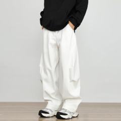 American sickle jeans pleated curved wide-leg pants for men and women scimitar trousers casual pants trendy