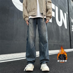 Velvet outdoor large size American straight jeans