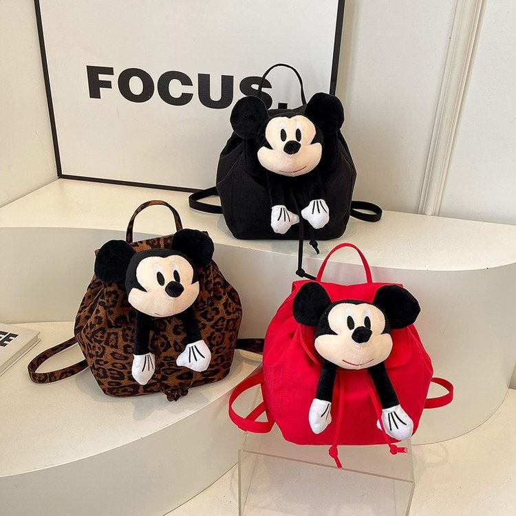 Casual super hot nylon cloth Mickey doll small bag for women 2024 new versatile backpack commuter school bag