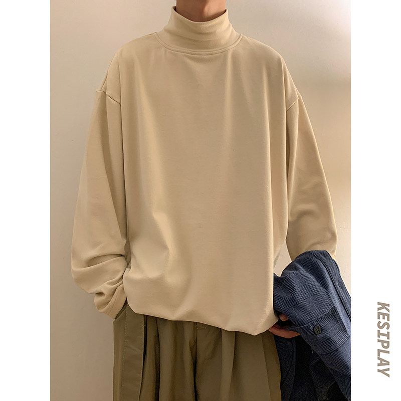 Autumn German velvet warm base layer sweatshirt half turtleneck with long sleeve T-shirt for men