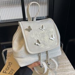 Simple Butterfly Backpack Women's 2024 New Trendy Korean College Style Backpack Versatile Student Class Bag