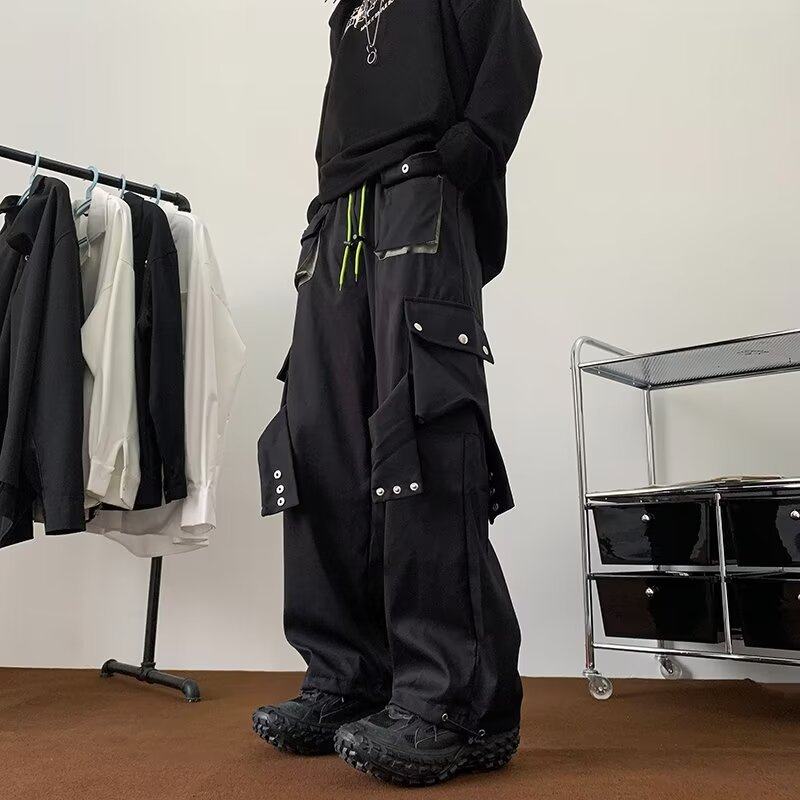 American functional multi-pocket street overalls autumn straight men's loose casual pants