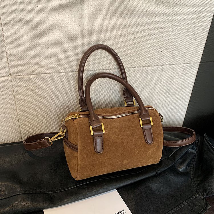 Korean style autumn and winter new retro suede versatile one-shoulder cross-body bag pillow bag Boston portable women's bag trendy