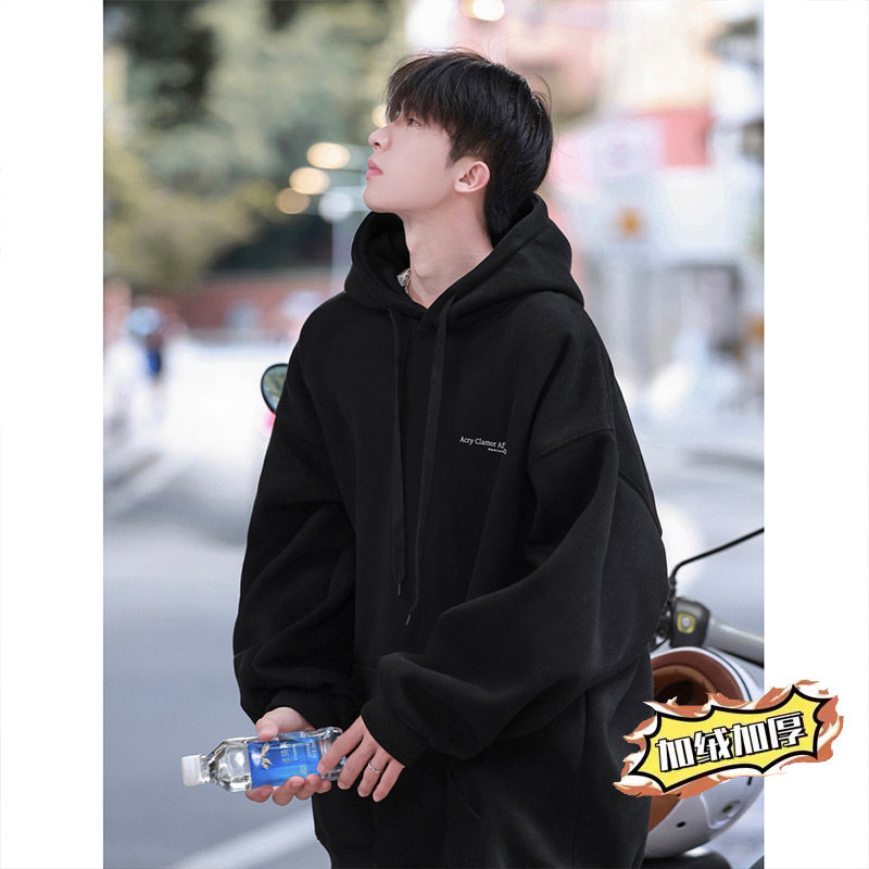 fleece hooded printed sweatshirt