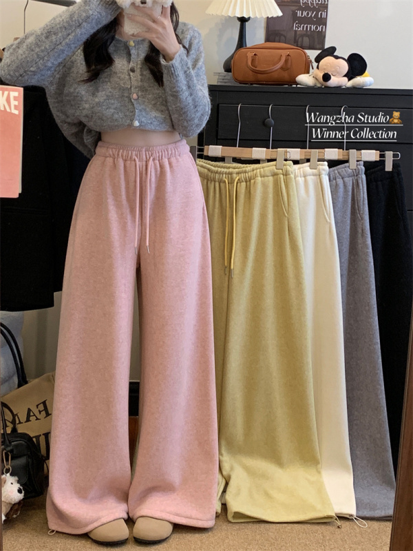 Velvet, thickened and drapey, soft and waxy leggings sweatpants for autumn and winter, loose and versatile warm casual sports pants