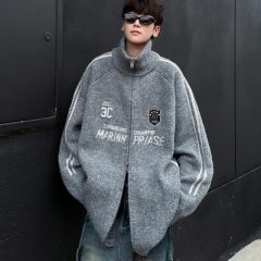 American retro striped autumn new cardigan sweater men's knitted casual versatile jacket