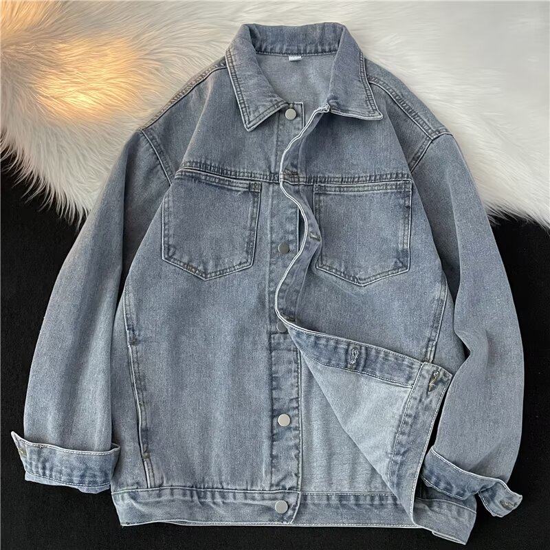 Denim shirt men's autumn long-sleeved casual solid color jacket outer shirt