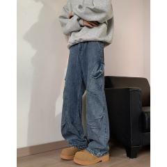 High street jeans for men and women Korean style trendy handsome side pockets winter ins trousers
