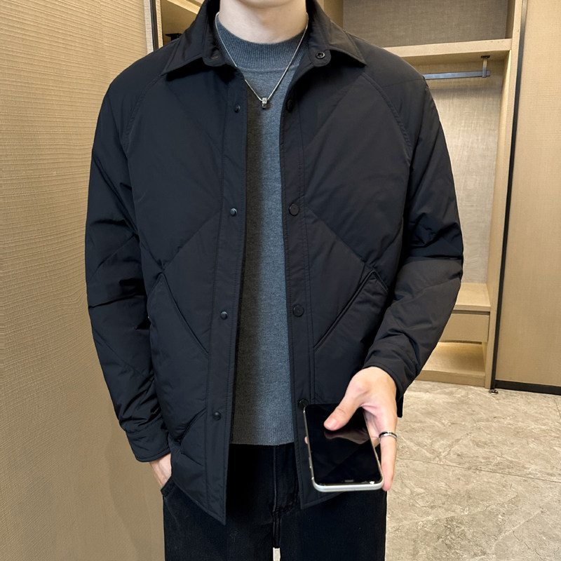 Lapel light down jacket for men, casual jacket with angular design