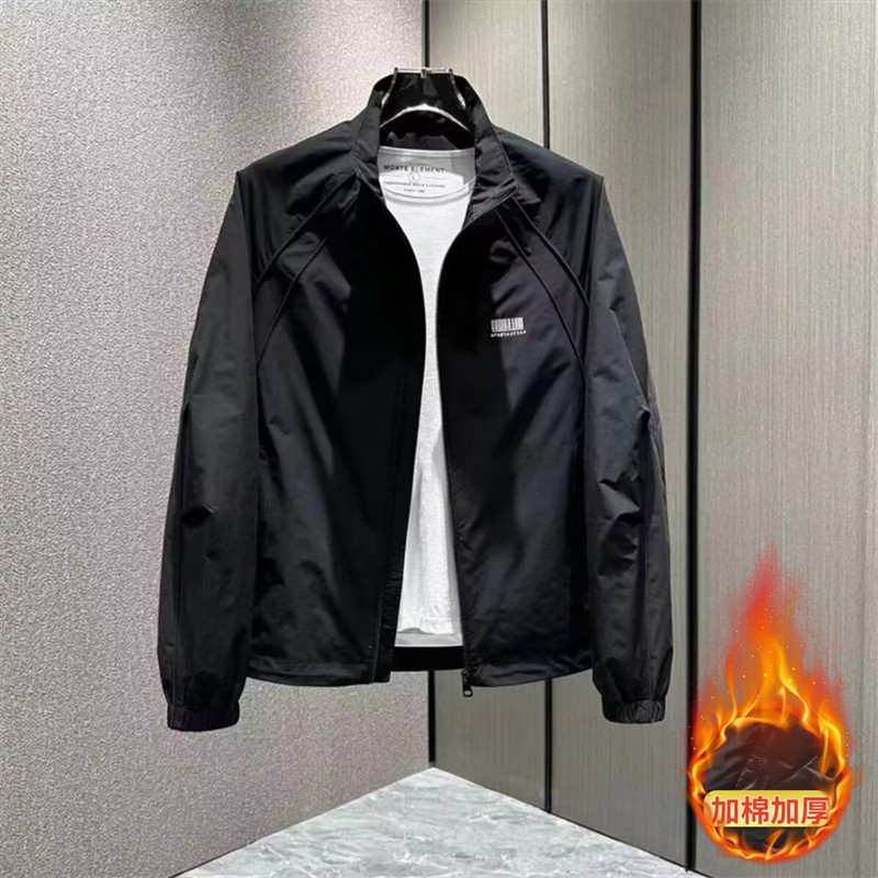 2024 Autumn and Winter New Style Cotton Thickened Youth Fashion Trend Stand Collar Casual Versatile Jacket Handsome Cotton Clothes