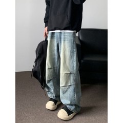 Autumn and winter American high street jeans for men, trendy brand personality, high design casual pants