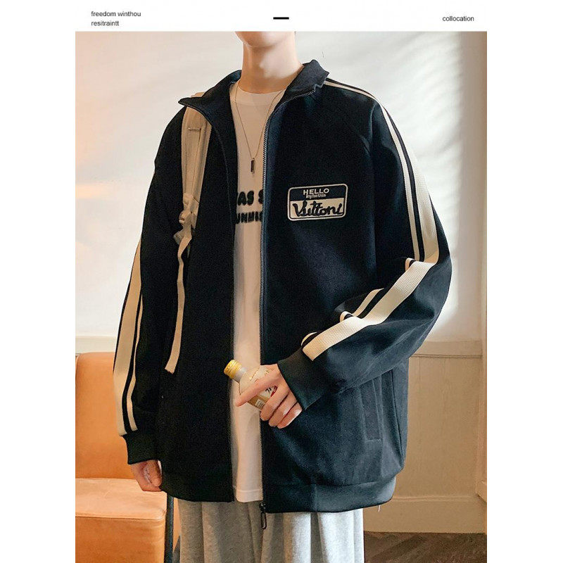 Spring and autumn trendy baseball uniform jacket for men Hong Kong style casual plus size loose trendy brand versatile handsome stand-up collar jacket