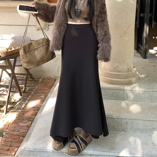 Regular and velvet skirts for women, autumn and winter women's high-waist slimming hip skirts, retro fishtail skirts for women