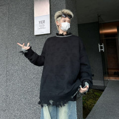 American style ripped sweater autumn and winter trendy loose warm base layer sweater