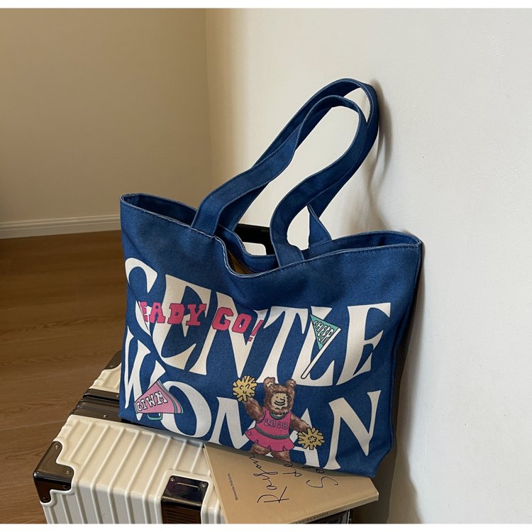 Fashion graffiti large capacity canvas bag for women 2024 new style student class bag ins shoulder tote bag