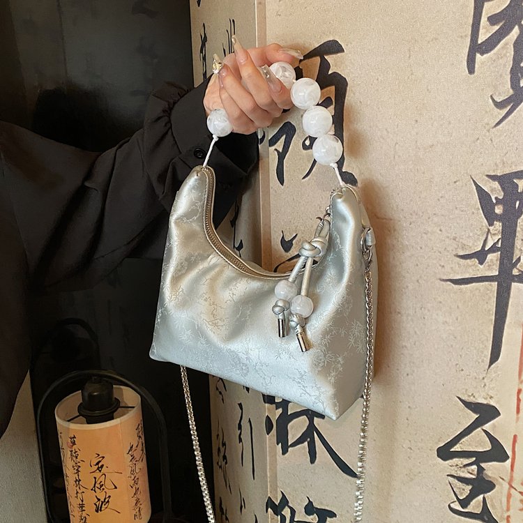 Retro New Chinese Style Bag Women's Bag 2024 Summer Embroidered Beaded Handbag Ancient Trend Fashion Chain Shoulder Bag
