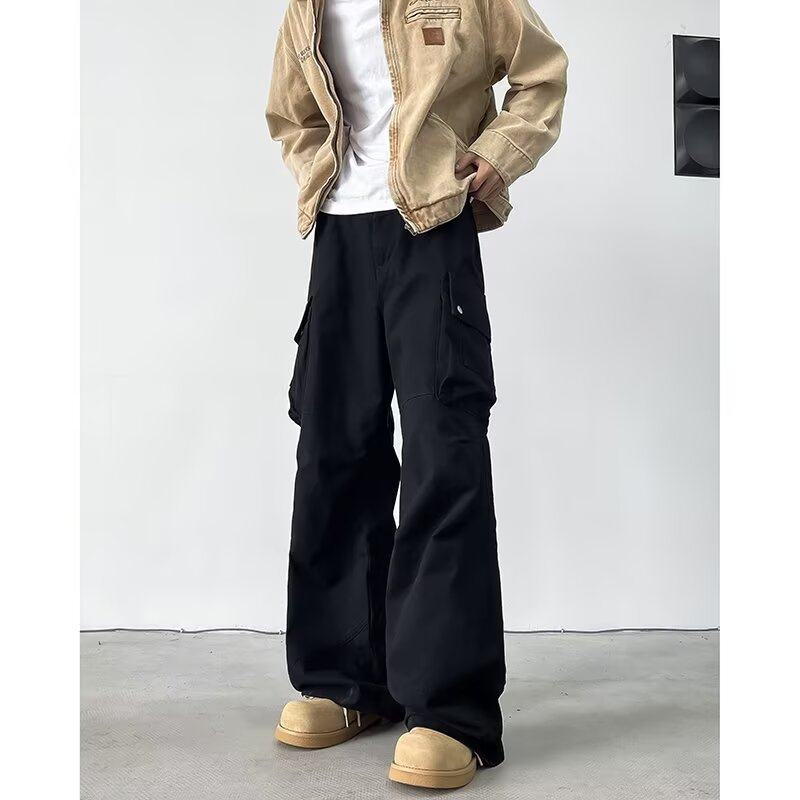 New autumn and winter thickened quality multi-pocket overalls casual trousers for young trendy men