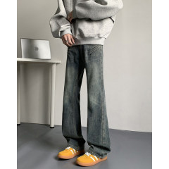 American jeans for men, autumn and winter, loose, trendy, loose, trendy brand, washed casual trousers