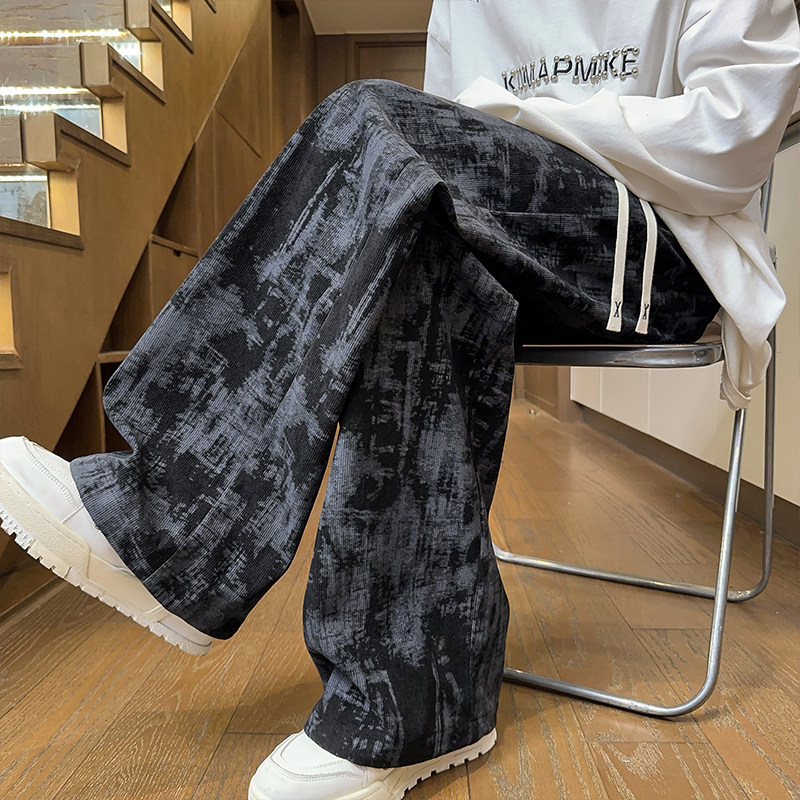 New autumn style interior view of large size American corduroy sweatpants