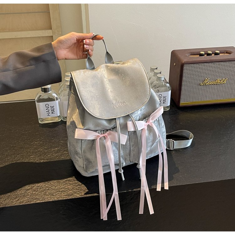 ins trendy bow backpack women's bag 2024 summer new fashion sweet student class portable backpack